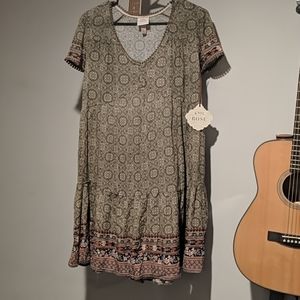 NEW NWT KNOW ROSE OLIVE GREEN DRESS SIZE SMALL